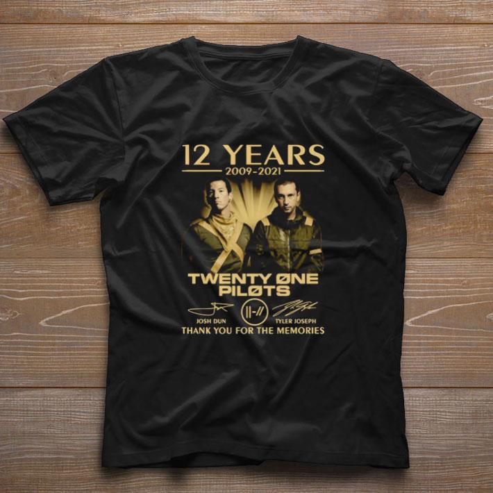 12 years 2009-2021 twenty one pilots josh dun tyler joseph thank you for the memories shirt