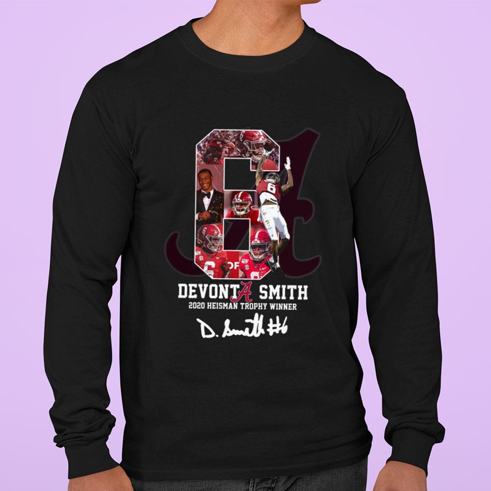 Alabama Crimson Tide 6 Devonta Smith 2020 Heisman Trophy Winner Signed shirt